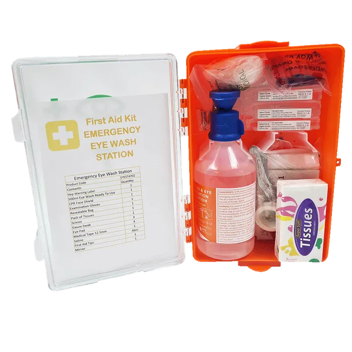 Eye Wash Station 02, 1x500ml eye wash ready bottle with some other first aid items