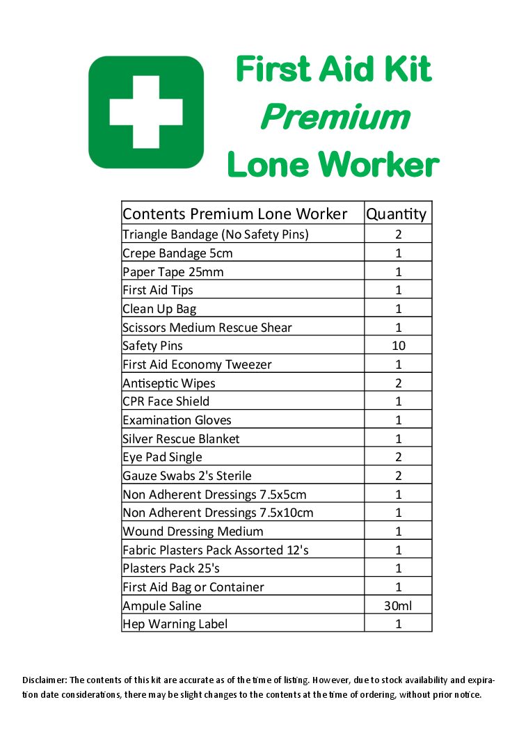 First aid Kit Premium Lone Worker in Clear Plastic Box - Image 3
