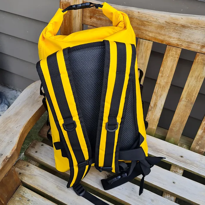 Dry Bag Back Pack XL - Padded Back and Shoulder Straps - Yellow - Image 3