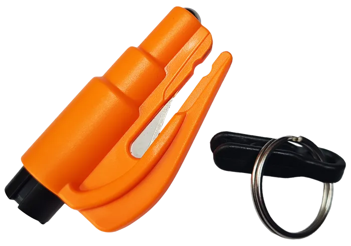 Res-Q-Key Escape Tool Spring Loaded Window Breaking Punch and Belt Cutting Device Hi Viz Orange for easy location - Image 2