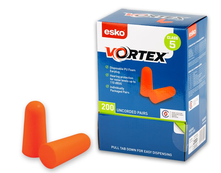 Esko Vortex Earplugs Orange Uncorded